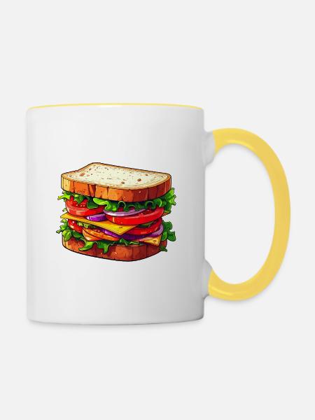 Sandwich - Tasse zweifarbig - Weiß/Gelb