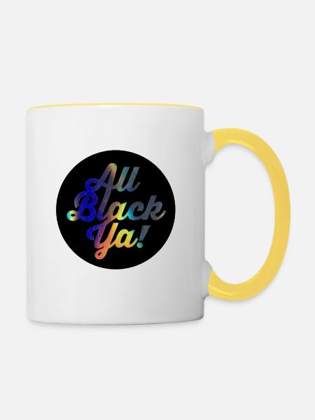 All Black Ya Farbverlauf Script - Tasse zweifarbig - Weiß/Gelb