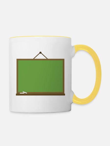 Schultafel - Tasse zweifarbig - Weiß/Gelb