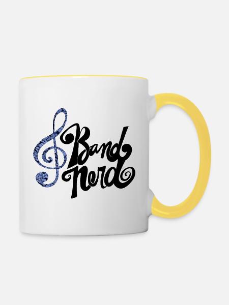 Mosaik-Indigo-Trippel-Clef - Tasse zweifarbig - Weiß/Gelb