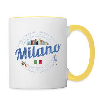 Mailand Skyline Italien Fashion Lombardei Souvenir - Tasse zweifarbig - Weiß/Gelb - Rechts
