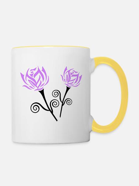 roses - Tasse zweifarbig - Weiß/Gelb