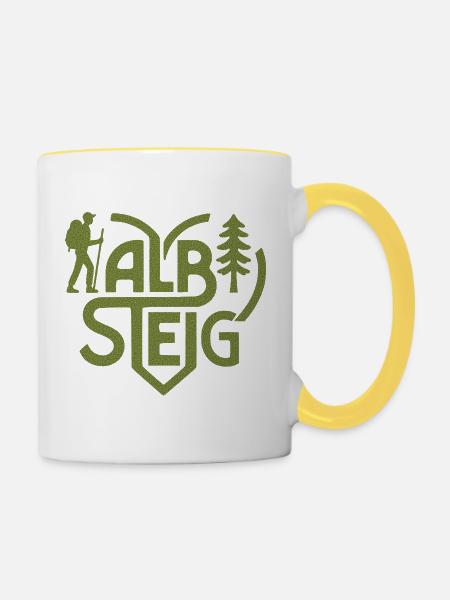 Albsteig Herz Waldpfad - Tasse zweifarbig - Weiß/Gelb