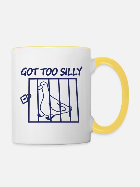 Vogel im Käfig wurde zu albern - Tasse zweifarbig - Weiß/Gelb