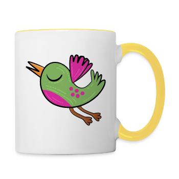 Little Green Bird - Contrasting Mug - white/yellow - Right