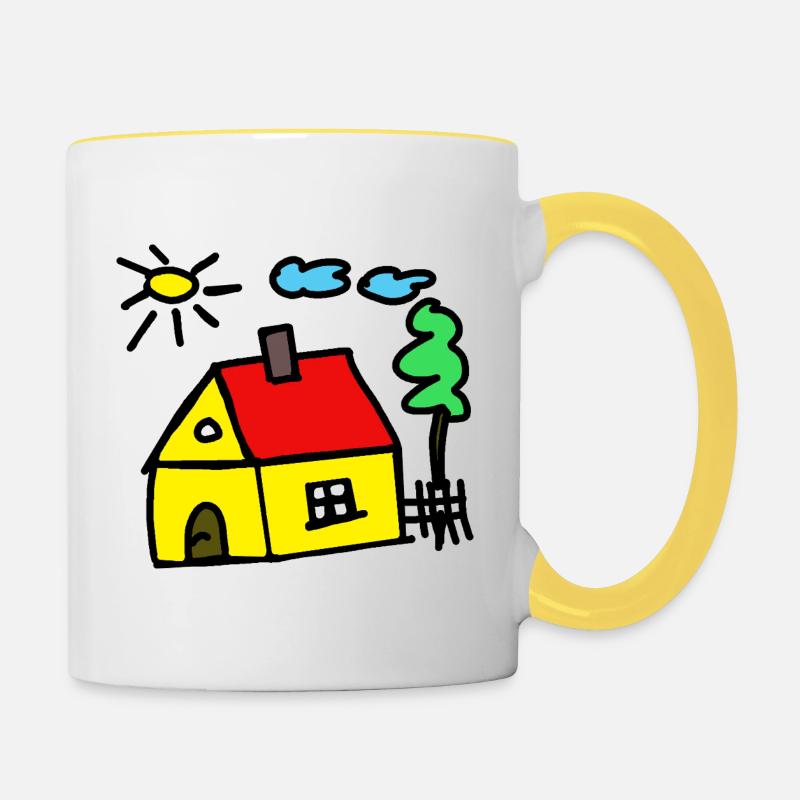 Constructeurs de maisons de rêve de la maison de la cabane - Mug contrasté - blanc/jaune
