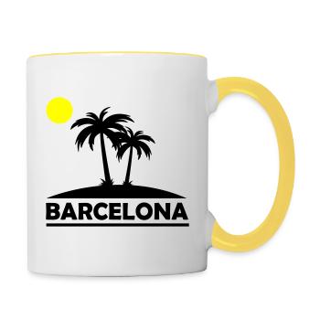 Plage de Barcelone - Mug contrasté - blanc/jaune - Droite