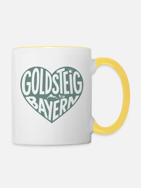 Goldsteig Bayern Herzdesign - Tasse zweifarbig - Weiß/Gelb