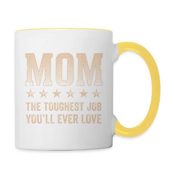 Mother Job Love Hardest Task - Contrasting Mug - white/yellow - Right