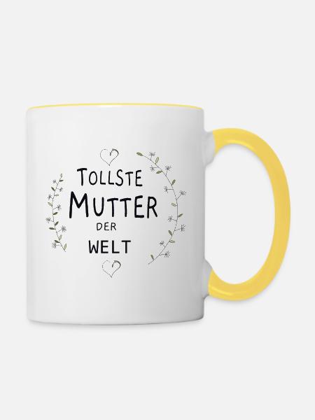 Tollste Mutter der Welt - Tasse zweifarbig - Weiß/Gelb
