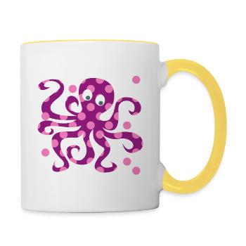 Nursery rose Octopus Dots Squid - Mug contrasté - blanc/jaune - Droite