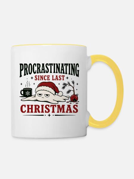 Procrastinating Since Last Christmas - Tasse zweifarbig - Weiß/Gelb