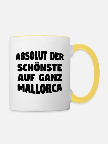 Der schönste auf Mallorca - Tasse zweifarbig - Weiß/Gelb