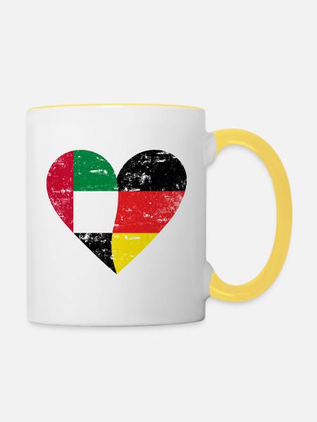 UAE Germany Heart Used - Tasse zweifarbig - Weiß/Gelb
