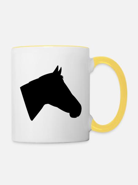 Pferdekopf - Tasse zweifarbig - Weiß/Gelb