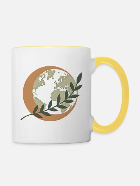 Green Peace Globe - Tasse zweifarbig - Weiß/Gelb