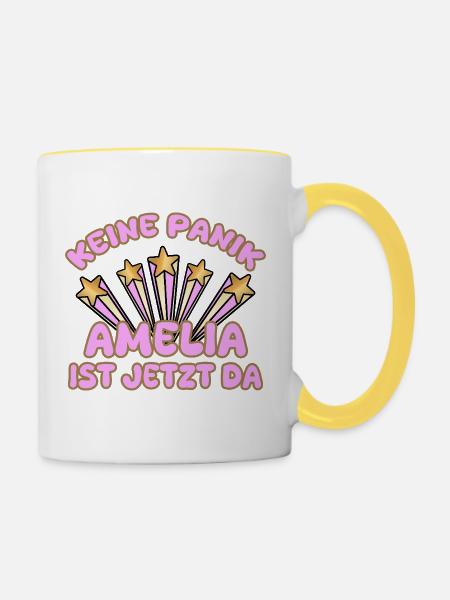 Spruch Amelia - Tasse zweifarbig - Weiß/Gelb