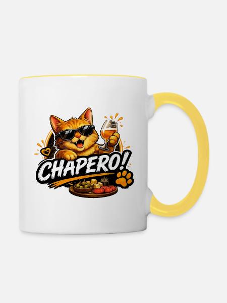 Ginger Cat – Chic und Pop-Aperitif - Tasse zweifarbig - Weiß/Gelb