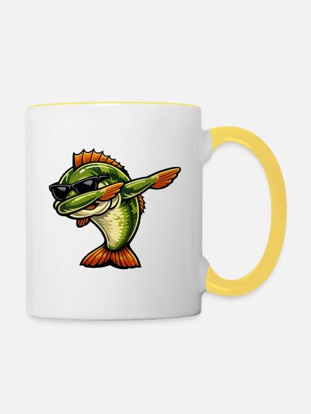 Dabbing Barsch - Tasse zweifarbig - Weiß/Gelb