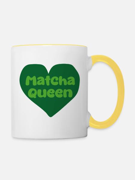 Matcha Queen Herzdesign - Tasse zweifarbig - Weiß/Gelb