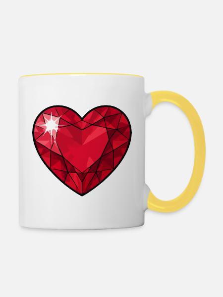Rubin Kristallherz - Tasse zweifarbig - Weiß/Gelb