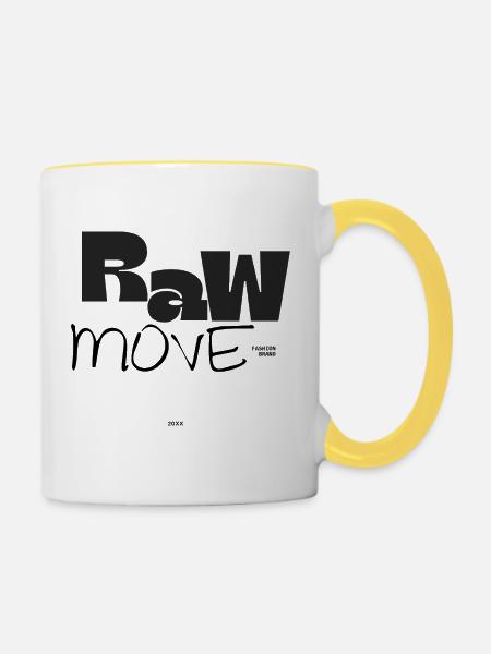 Großbuchstaben Grafik - Tasse zweifarbig - Weiß/Gelb