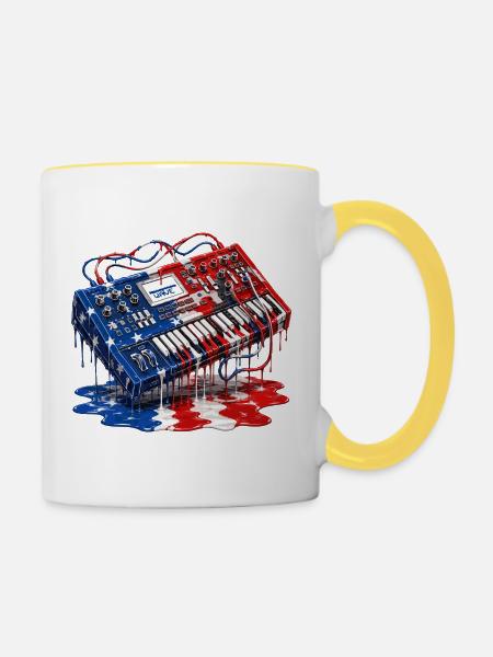 Synth-Pop, New-Wave-Musik USA Synthesizer - Tasse zweifarbig - Weiß/Gelb