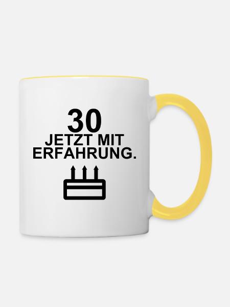 30 – Jetzt mit Erfahrung - Tasse zweifarbig - Weiß/Gelb