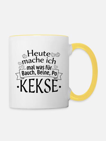 Bauch, Beine und Po (Kekse) - Tasse zweifarbig - Weiß/Gelb