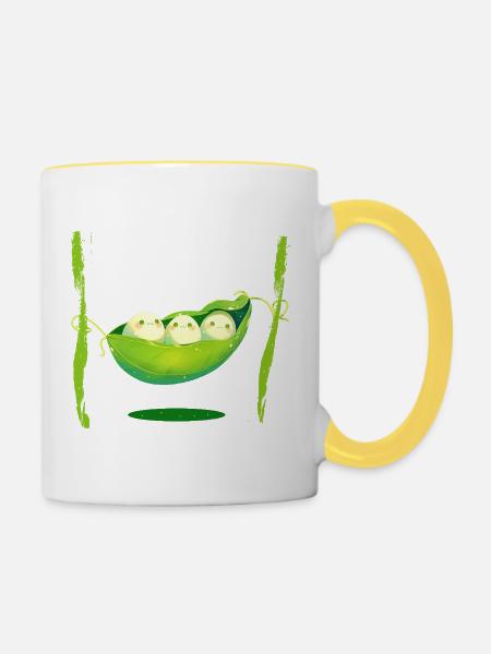 Bohnen Hängematte  - Tasse zweifarbig - Weiß/Gelb