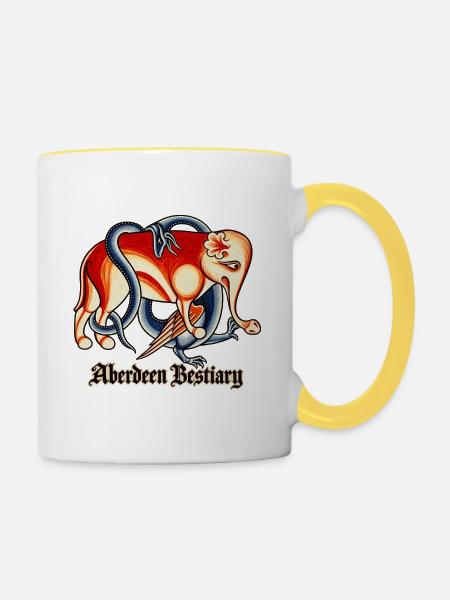 Der Elefant des Aberdeen Bestiary - Tasse zweifarbig - Weiß/Gelb