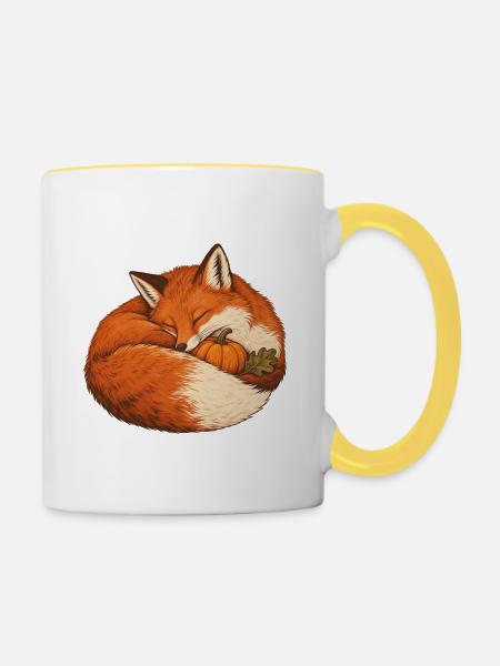 Fuchs im Kürbisnest - Tasse zweifarbig - Weiß/Gelb