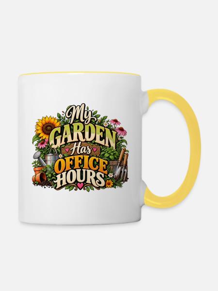 My Garden Has Office Hours - Tasse zweifarbig - Weiß/Gelb