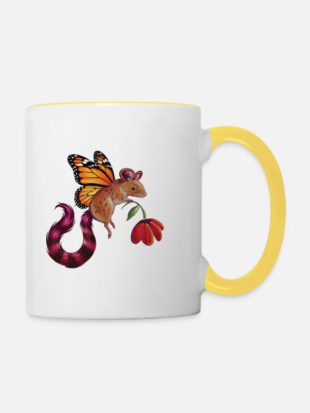 Fantastische Fledermaus - Tasse zweifarbig - Weiß/Gelb