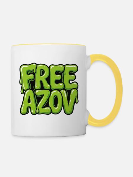 Free Azov – Graffiti - Tasse zweifarbig - Weiß/Gelb