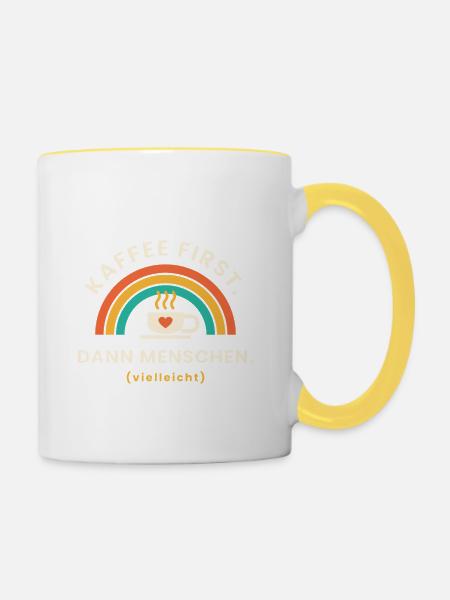 Erst einmal einen Kaffee ... - Tasse zweifarbig - Weiß/Gelb