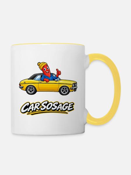 Auto SOS Age Sosage Wurst Rs2000 - Tasse zweifarbig - Weiß/Gelb