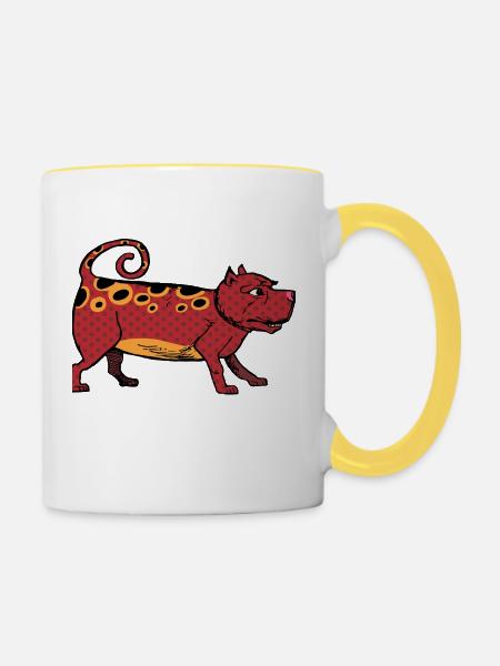 Böser Hund - Tasse zweifarbig - Weiß/Gelb