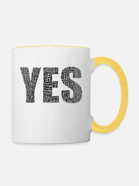 YES - Tasse zweifarbig - Weiß/Gelb