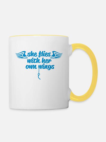 She flies... - Tasse zweifarbig - Weiß/Gelb