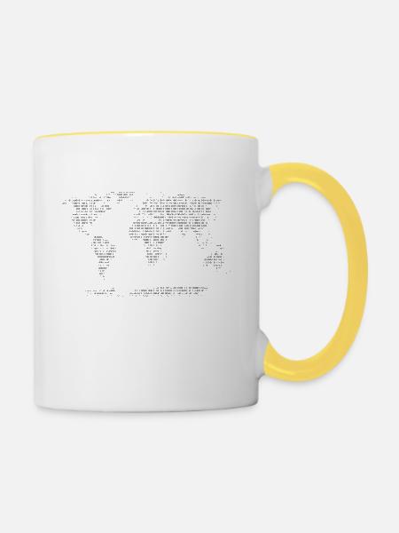 binary ,welt - Tasse zweifarbig - Weiß/Gelb
