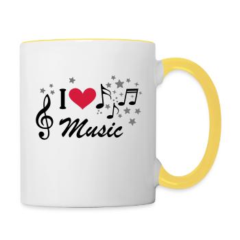 I love Music Notenschlüssel musik notenschlüssel - Tasse zweifarbig - Weiß/Gelb - Rechts