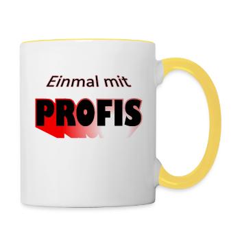 Einmal mit Pofis - Tasse zweifarbig - Weiß/Gelb - Rechts