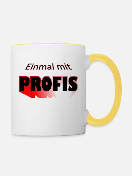 Einmal mit Pofis - Tasse zweifarbig - Weiß/Gelb