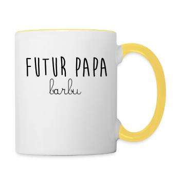 FUTUR PAPA BARBU - Mug contrasté - blanc/jaune - Droite