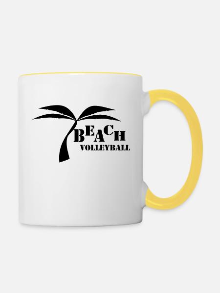 Beach volleyball - Tasse zweifarbig - Weiß/Gelb