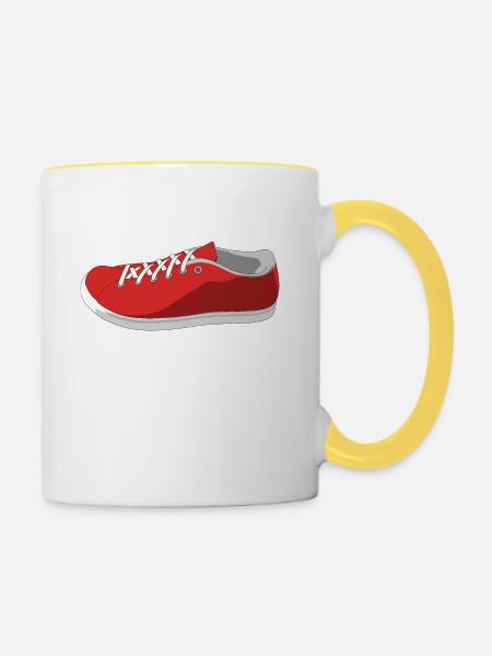 Schuh Rendering - Tasse zweifarbig - Weiß/Gelb
