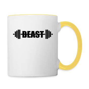 Beast Fitness - Tasse zweifarbig - Weiß/Gelb - Rechts