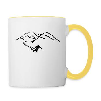 Skifahrer Ski SKifahren Berge Gebirge skifahrer - Tasse zweifarbig - Weiß/Gelb - Rechts