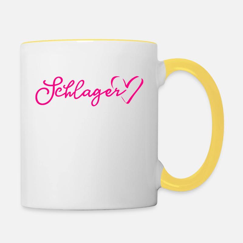 Schlager Mädl Dirndl Mädchen - Tasse zweifarbig - Weiß/Gelb